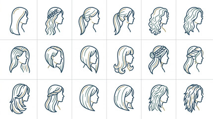 Obraz premium Variety of Women's Hairstyles Illustration