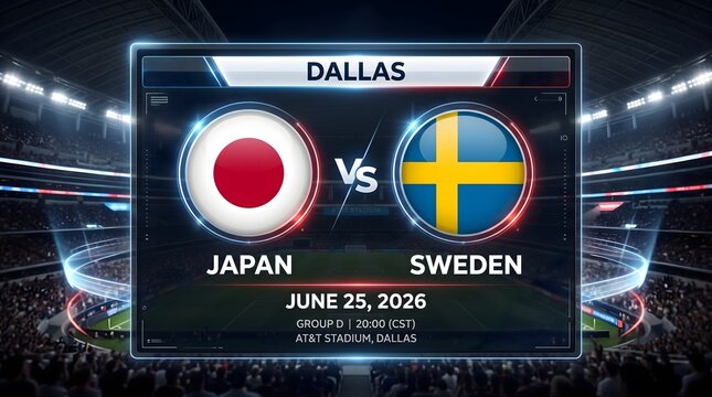 Japan vs sweden football match graphic at att stadium