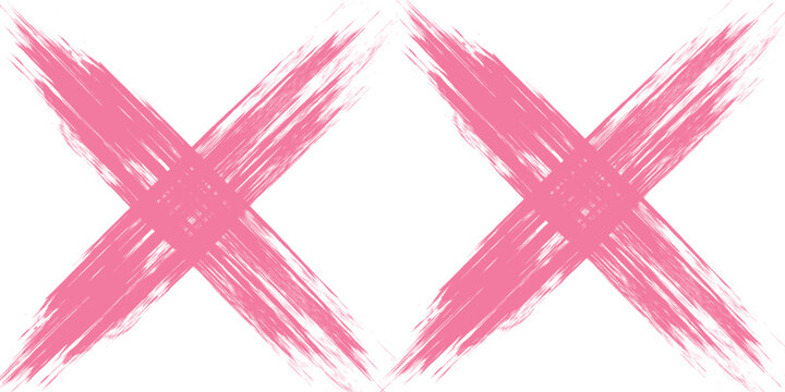 Set of pink x vector icons. No delete symbol is wrong.