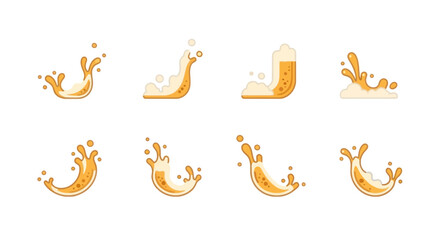 Fototapeta premium Beer Splash and Pouring Icons Set