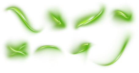 Green glossy 3d claw crescent blob shapes on transparent background © titileedzs