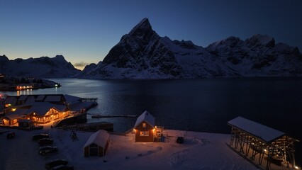 Lofoten view in winter at night © Phamtom Sky FPV