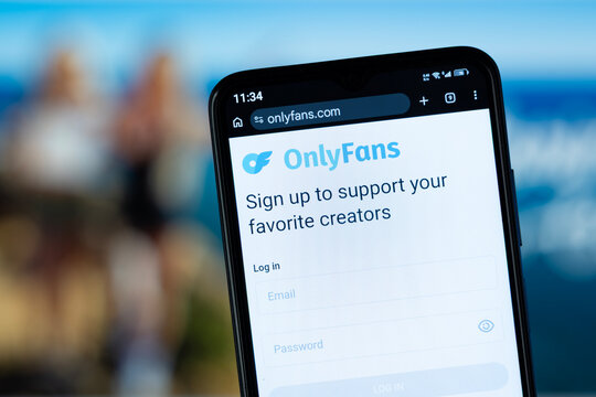 Dhaka, Bangladesh - 05 May 2026: Close-up of OnlyFans's homepage on a smartphone.