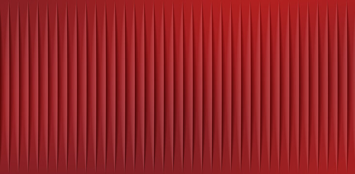 Abstract textured background featuring a vibrant deep red pleated pattern with sharp vertical folds creating dramatic light and shadow effects on white background