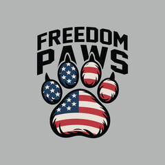 American Flag Dog Paw Print Vector T-Shirt Design Patriotic USA Pet Lover Graphic © nasrin71n