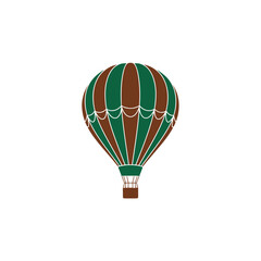 Naklejka premium Striped hot air balloon in forest green and earth brown