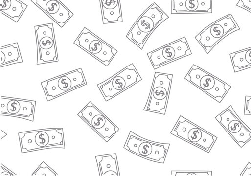 Seamless pattern of dollar bills with a dollar sign