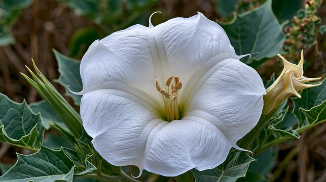 Datura stramonium flower bloomed on Gran Canaria, Spain.