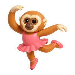 Obraz premium PNG Cute monkey ballerina illustration.