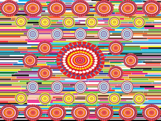 Fototapeta premium colorful geometric mandala abstract seamless pattern with vibrant striped background