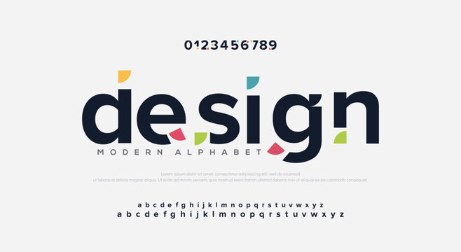 Abstract typography minimalist sans serif technology, electronic, digital, music, movie, creative logos fonts. vector illustration 