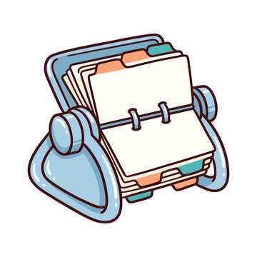 A blue rolodex with blank cards and dividers for organizing contacts and information with a retro feel.