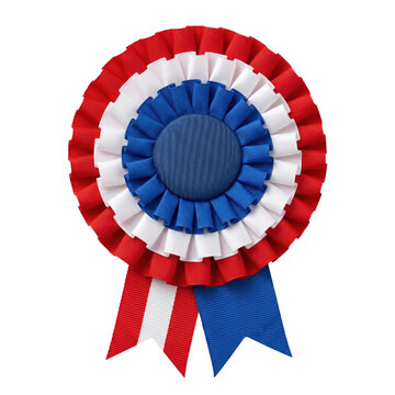 Red white and blue pleated award rosette ribbon