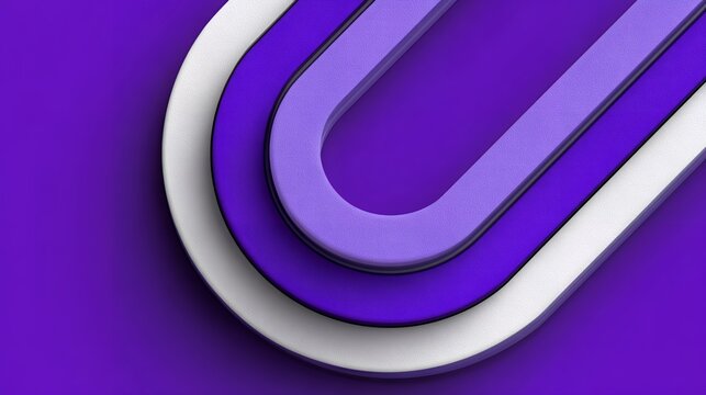 Minimalist macro 3D texture background with layered rounded purple violet and white u shaped geometric track lines pattern