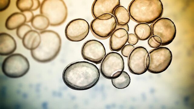 Ureaplasma bacteria, 3D animation showing slowly rotating wall-less bacterial cells, illustrating small mollicutes associated with urogenital tract infections.