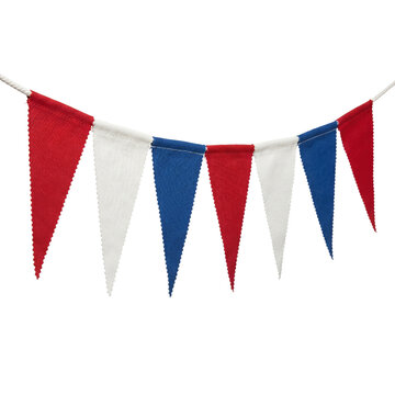 Red white and blue fabric pennant bunting on string