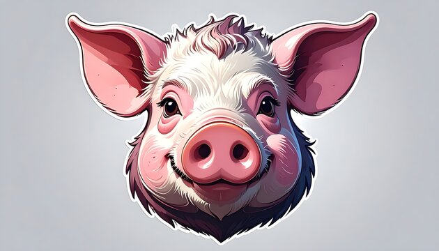 Cheerful pig face cartoon