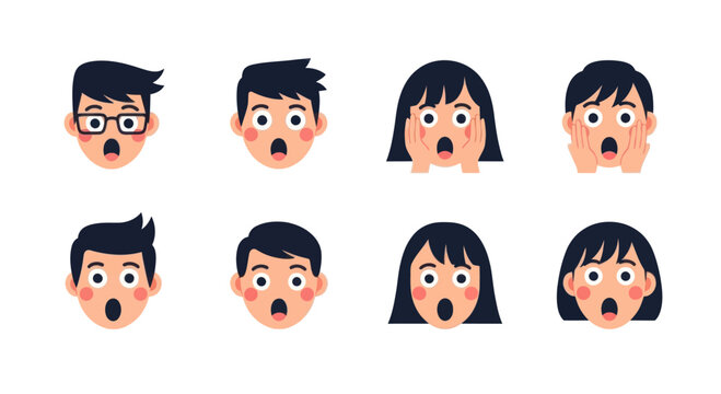 Surprised Faces Set: Diverse Expressions of Shock and Astonishment