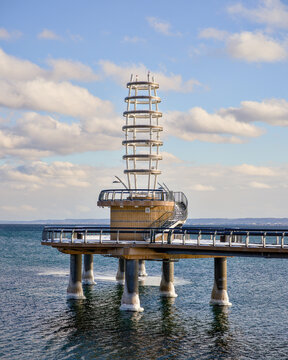 Brant Street Pier over Lake Ontario in Burlington Ontario Canada