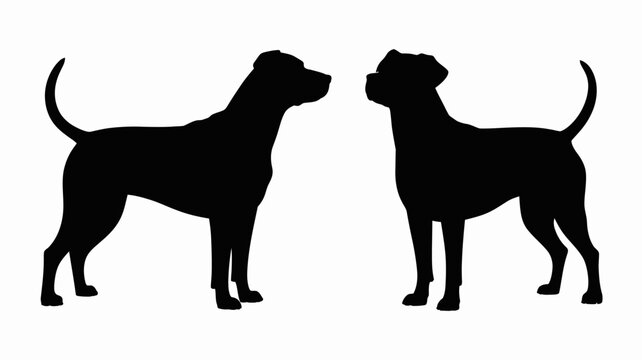 Black silhouette dogs standing side by side