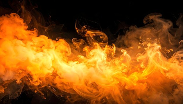 Fiery smoke on black