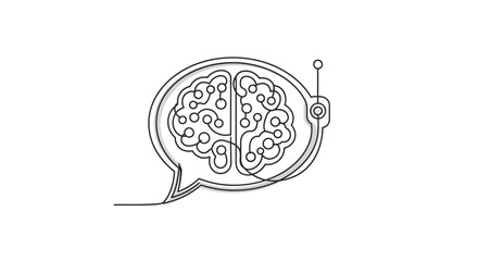 AI Brain Chat Bubble Icon, Artificial Intelligence Communication Concept © kalung
