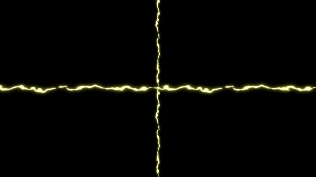 Animation orange lighting effect or electrical effect on black screen.	