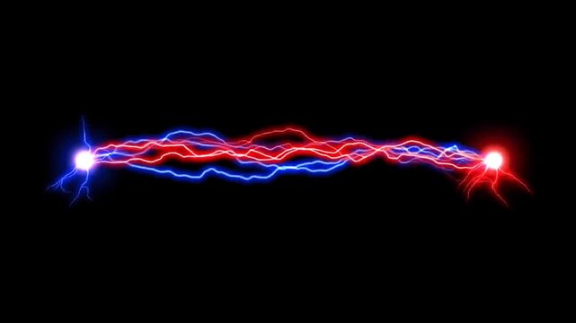 Animation red lighting effect or electrical effect on black screen.	