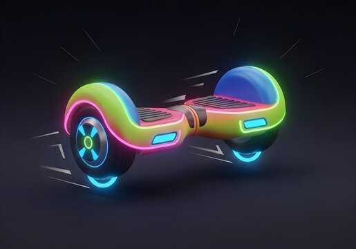 Colorful futuristic 3D hoverboard icon