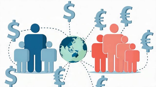 Global Migration And Remittance Network Illustration