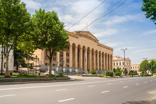 Parliament of Georgia along Rustaveli Avenue in Tbilisi