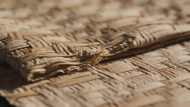 Closeup of Woven Natural Fiber Texture Background.