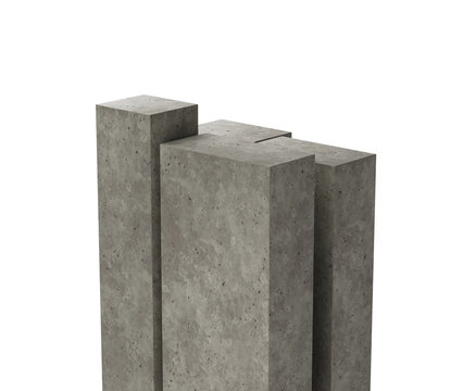 Modern grey concrete pillars for architectural display and mockup