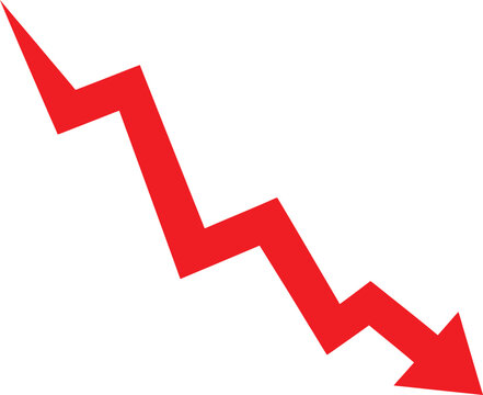 Red downward zigzag arrow icon