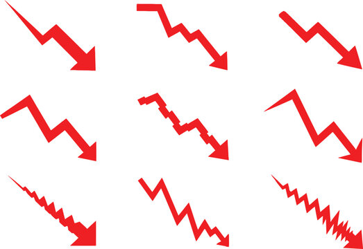Red downward zigzag arrow graphic design