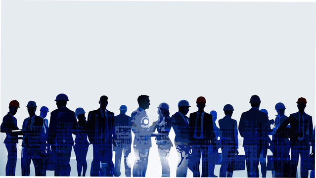 a lineup of diverse human figures in silhouette style people group teamwork community togetherness unity collaboration professionals workers construction business architecture
