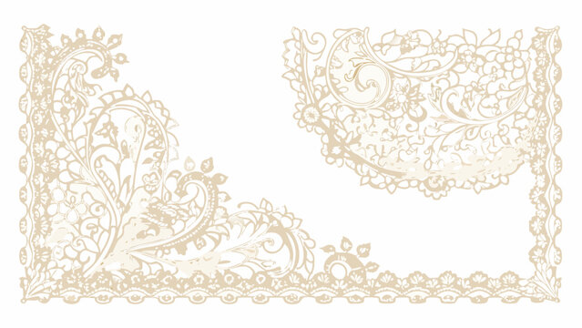 ornate lace border vector illustration with beige floral patterns intricate design decorative frame embellishment scrollwork vintage elegant fancy artistic graphic element