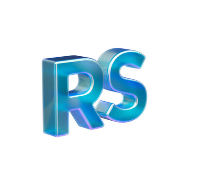 3D Rendered glossy blue RS letters. Modern stylized typography design element. 3d illustration