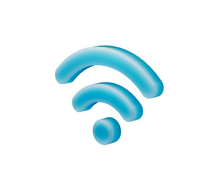 Vibrant 3D blue Wi-Fi symbol for seamless internet and wireless connectivity. 3d illustration