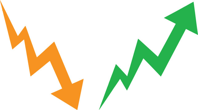 Up and down zigzag arrows showing trend change