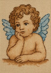 Obraz premium Cherubic art with blue wings.
