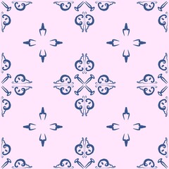 Fototapeta premium Seamless pattern navy swirls handdrawn purple background ornament