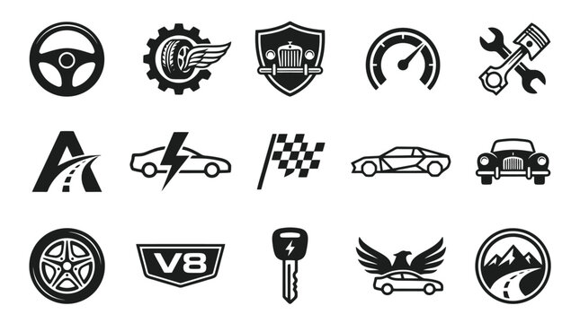 Black car icons and symbols.