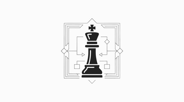 Black chess king piece icon design.