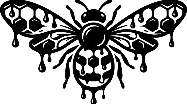 Black bee with honeycomb wings.