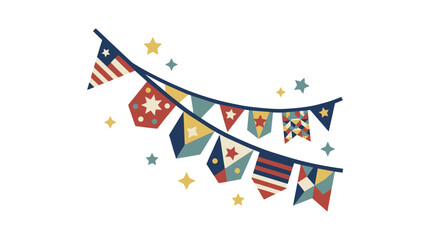 Fototapeta premium Colorful Bunting Flags Decoration with Stars.
