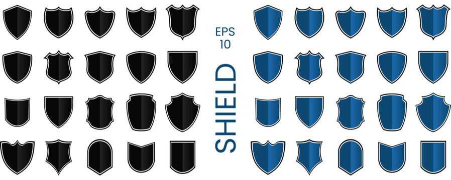 Shield vector icon set. EPS - 10, Security crest and protection blank emblem symbols collection, transparent
