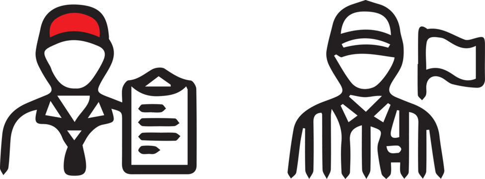 Construction worker and flagger icons for safety and guidance