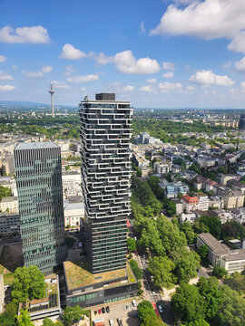 View over Frankfurt Westend with Europaturm, Frankfurt am Main, Germany