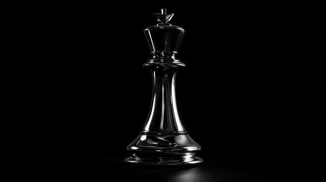 黒背景に浮かぶチェスのキング駒、戦略やリーダーシップを表すシネマティックなビジネス素材